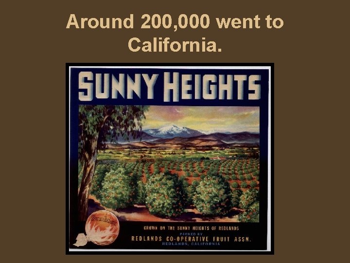 Around 200, 000 went to California. 