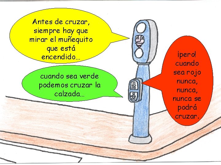 Antes de cruzar, siempre hay que mirar el muñequito que está encendido… cuando sea
