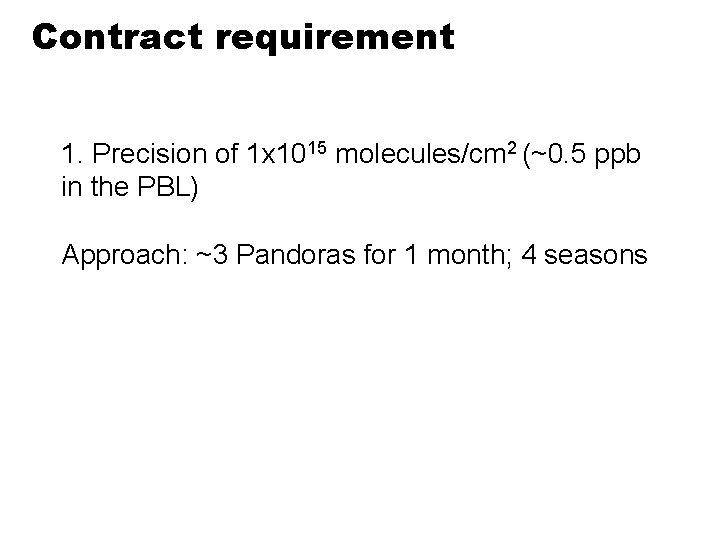 Contract requirement 1. Precision of 1 x 1015 molecules/cm 2 (~0. 5 ppb in