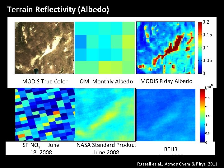 Terrain Reflectivity (Albedo) MODIS True Color SP NO 2 June 18, 2008 OMI Monthly