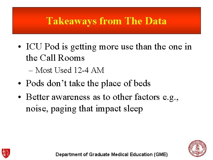 Takeaways from The Data • ICU Pod is getting more use than the one