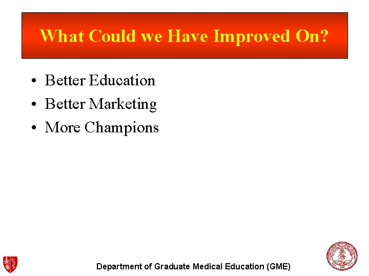 What Could we Have Improved On? • Better Education • Better Marketing • More