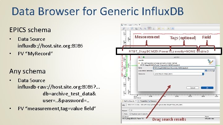 Data Browser for Generic Influx. DB EPICS schema • • Data Source influxdb: //host.
