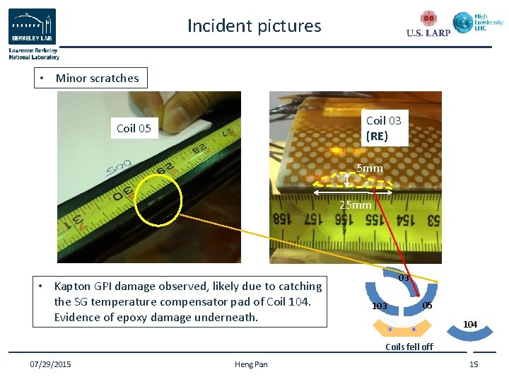 Incident pictures • Minor scratches Coil 03 (RE) Coil 05 5 mm 25 mm