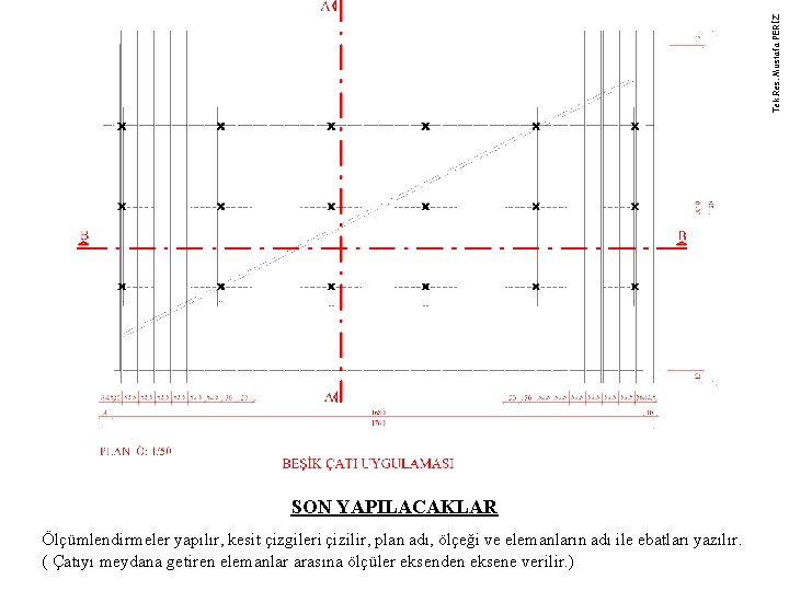 Tek. Res. Mustafa PERİZ SON YAPILACAKLAR Ölçümlendirmeler yapılır, kesit çizgileri çizilir, plan adı, ölçeği