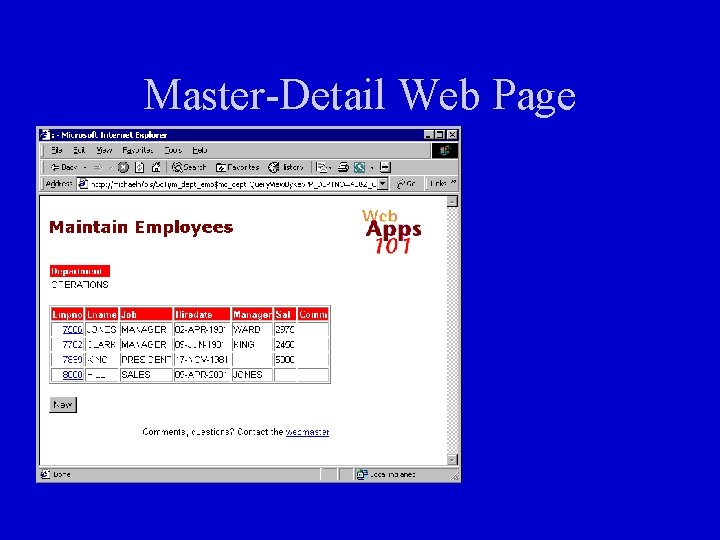 Master-Detail Web Page 