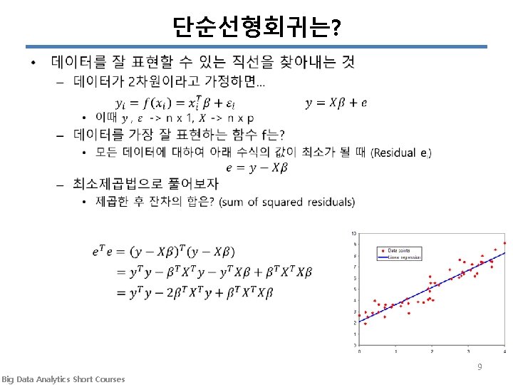 단순선형회귀는? • 9 Big Data Analytics Short Courses 