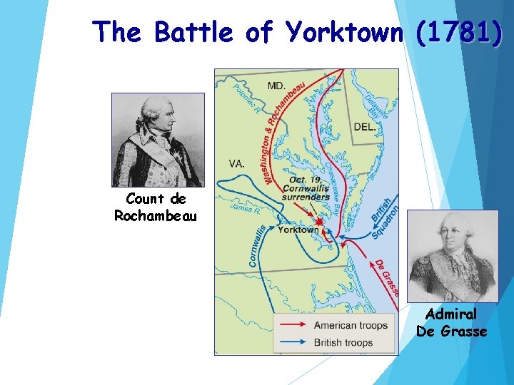 The Battle of Yorktown (1781) Count de Rochambeau Admiral De Grasse 