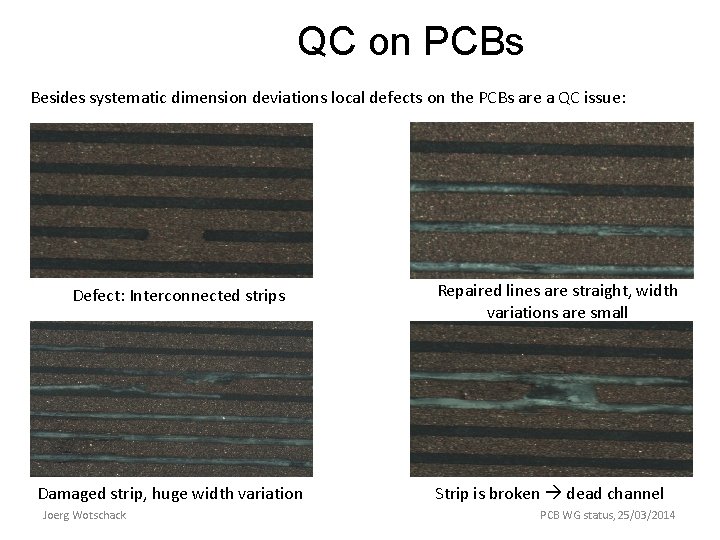 QC on PCBs Besides systematic dimension deviations local defects on the PCBs are a