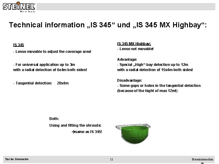 Technical information „IS 345“ und „IS 345 MX Highbay“: IS 345 MX Highbay: -