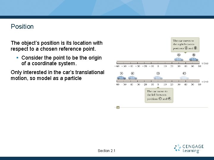 Position The object’s position is its location with respect to a chosen reference point. Position The object’s position is its location with respect to a chosen reference point.