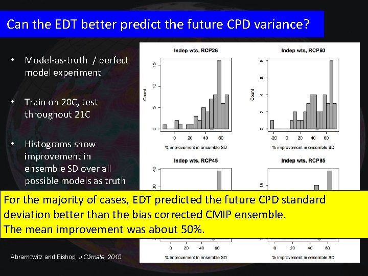 Can the EDT better predict the future CPD variance? • Model-as-truth / perfect model