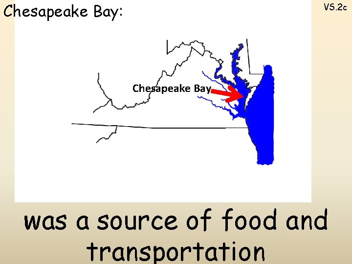 Chesapeake Bay: VS. 2 c Chesapeake Bay was a source of food and transportation