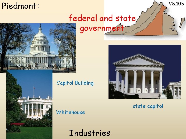 Piedmont: VS. 10 b federal and state government Capitol Building Whitehouse Industries state capitol