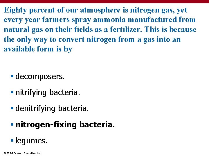 Eighty percent of our atmosphere is nitrogen gas, yet every year farmers spray ammonia