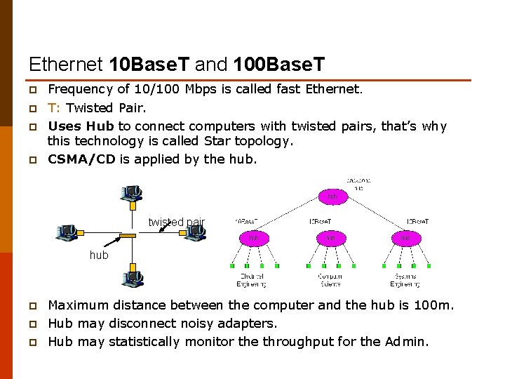 Ethernet 10 Base. T and 100 Base. T p p Frequency of 10/100 Mbps