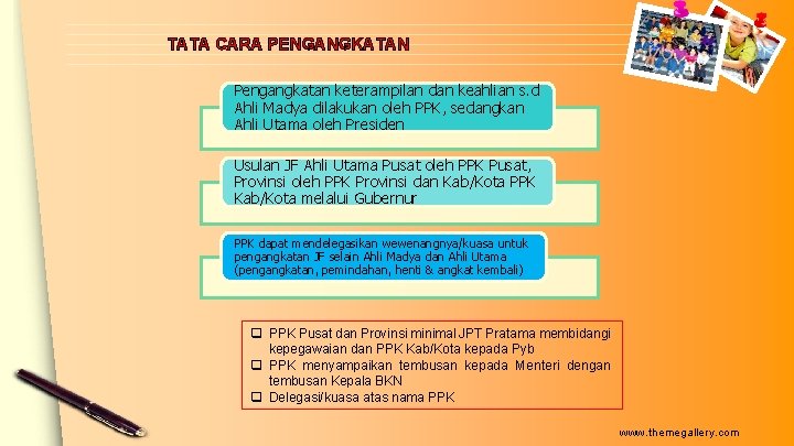 TATA CARA PENGANGKATAN Pengangkatan keterampilan dan keahlian s. d Ahli Madya dilakukan oleh PPK,