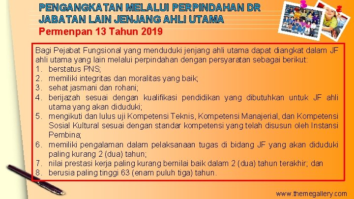 PENGANGKATAN MELALUI PERPINDAHAN DR JABATAN LAIN JENJANG AHLI UTAMA Permenpan 13 Tahun 2019 Bagi