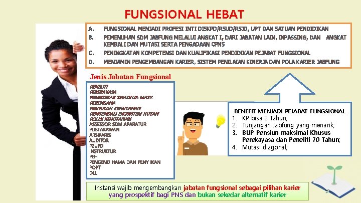 FUNGSIONAL HEBAT A. FUNGSIONAL MENJADI PROFESI INTI DISKPD/RSUD/RSJD, UPT DAN SATUAN PENDIDIKAN B. PEMENUHAN