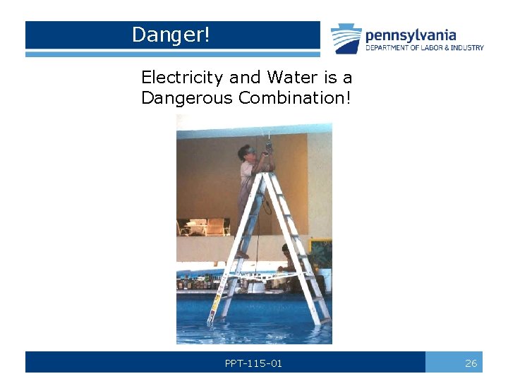 Danger! Electricity and Water is a Dangerous Combination! PPT-115 -01 26 