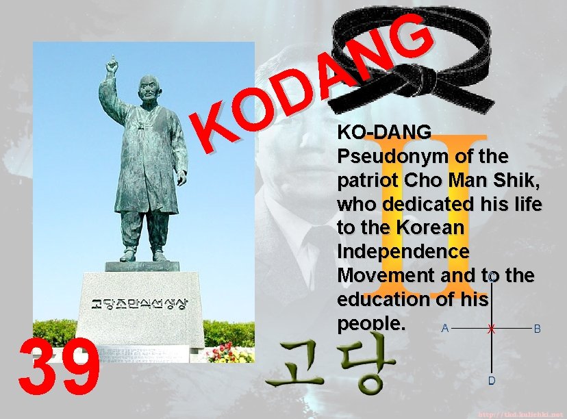 G N A D O K 39 KO-DANG Pseudonym of the patriot Cho Man