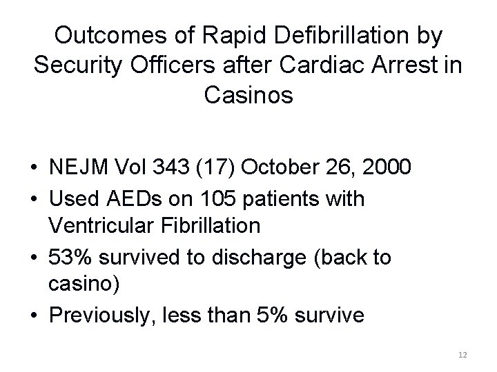 Outcomes of Rapid Defibrillation by Security Officers after Cardiac Arrest in Casinos • NEJM