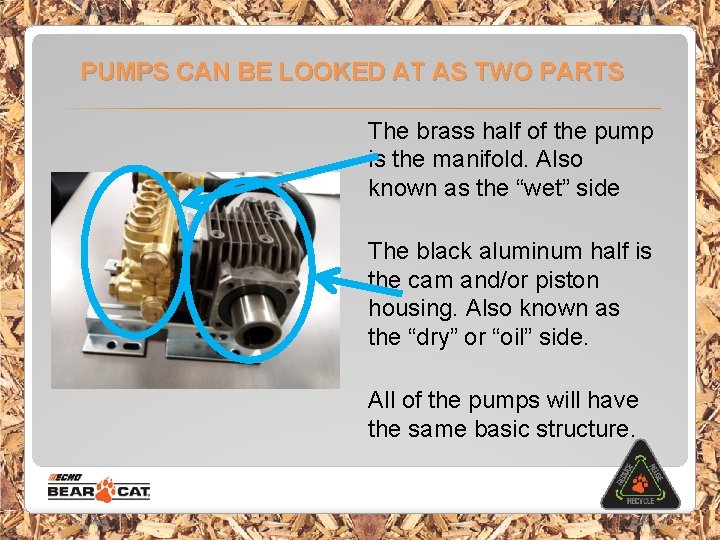 PUMPS CAN BE LOOKED AT AS TWO PARTS The brass half of the pump