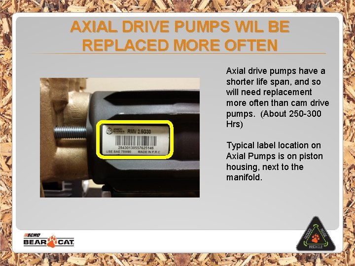 AXIAL DRIVE PUMPS WIL BE REPLACED MORE OFTEN Axial drive pumps have a shorter
