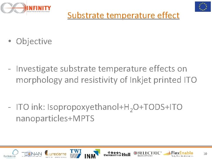 Substrate temperature effect • Objective - Investigate substrate temperature effects on morphology and resistivity