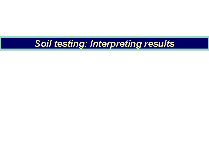 Soil testing: Interpreting results 