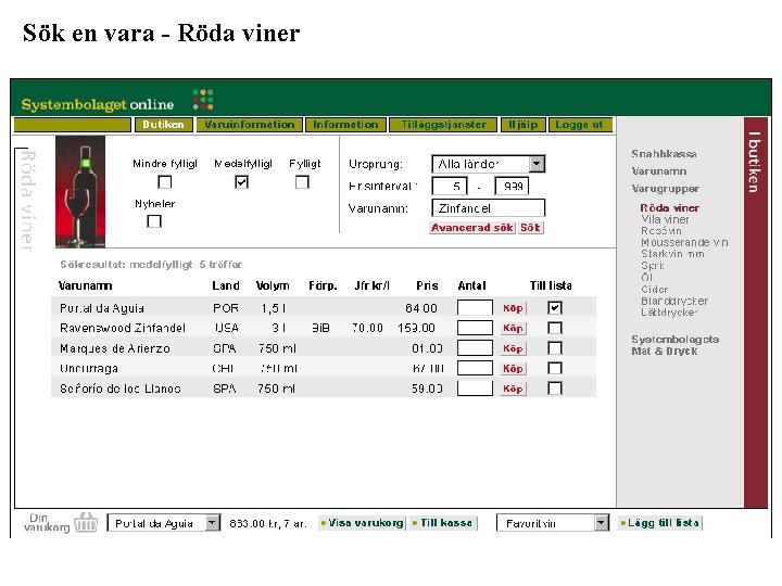 Sök en vara - Röda viner 