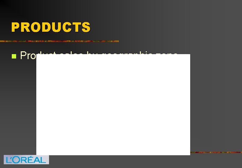 PRODUCTS n Product sales by geographic zone 