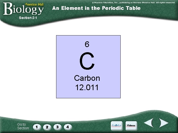 An Element in the Periodic Table Section 2 -1 6 C Carbon 12. 011