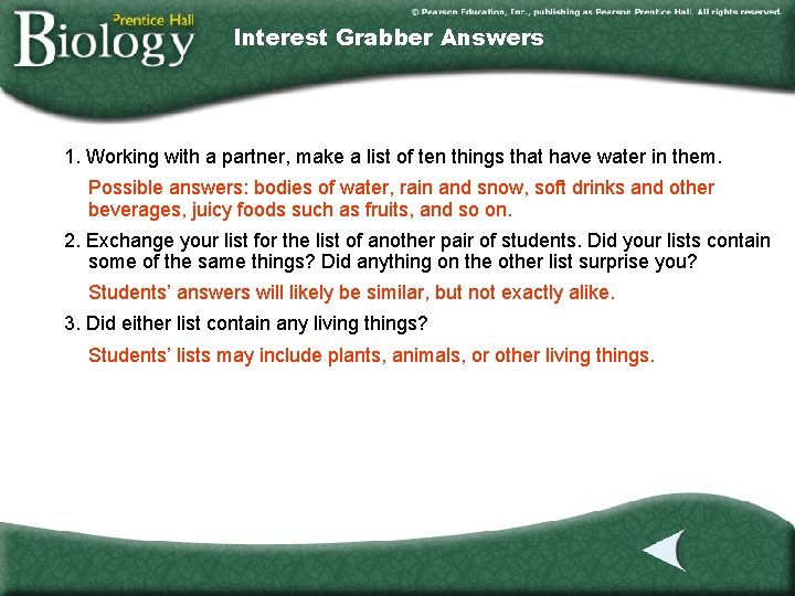 Interest Grabber Answers 1. Working with a partner, make a list of ten things