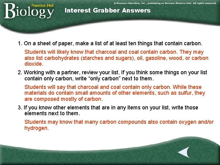 Interest Grabber Answers 1. On a sheet of paper, make a list of at