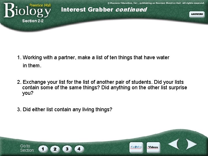 Interest Grabber continued Section 2 -2 1. Working with a partner, make a list