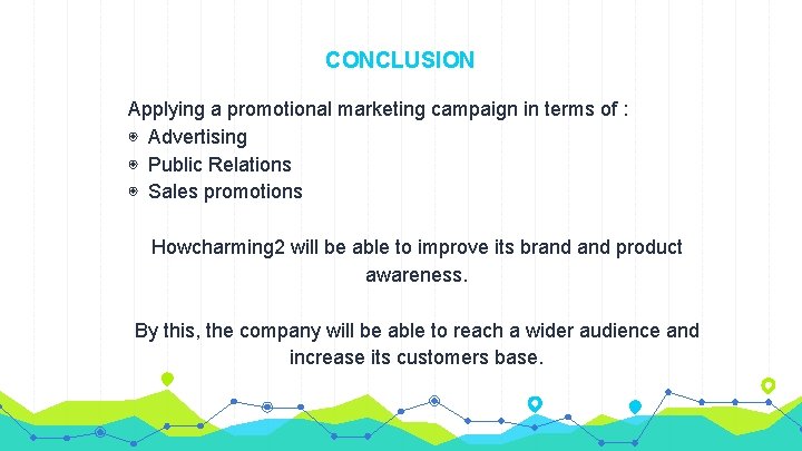 CONCLUSION Applying a promotional marketing campaign in terms of : ◉ Advertising ◉ Public