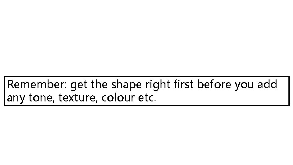 Remember: get the shape right first before you add any tone, texture, colour etc.