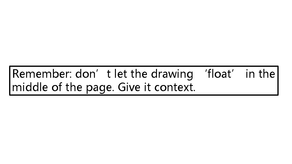 Remember: don’t let the drawing ‘float’ in the middle of the page. Give it