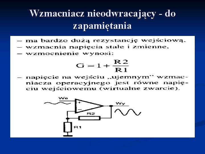 Wzmacniacz nieodwracający - do zapamiętania 