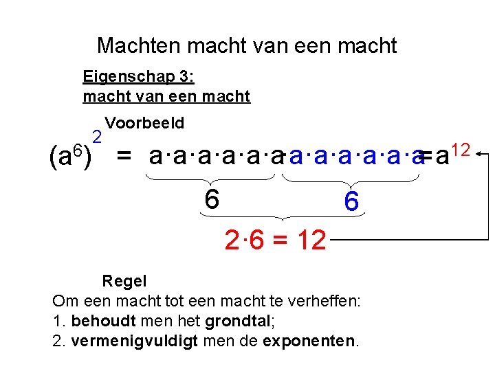 Machten macht van een macht Eigenschap 3: macht van een macht 2 (a 6)