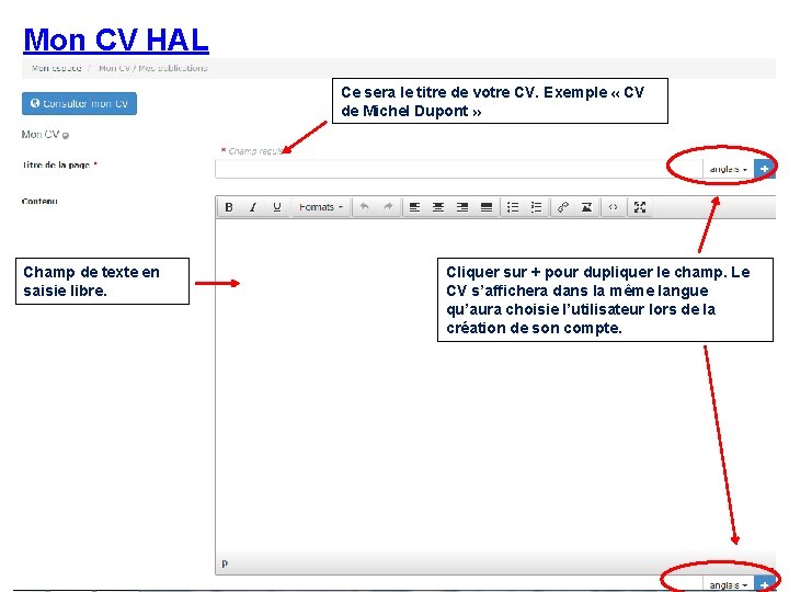 Mon CV HAL Ce sera le titre de votre CV. Exemple « CV de
