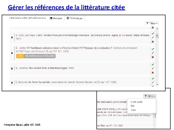 Gérer les références de la littérature citée Françoise Gouzi, pôle IST- DAR 