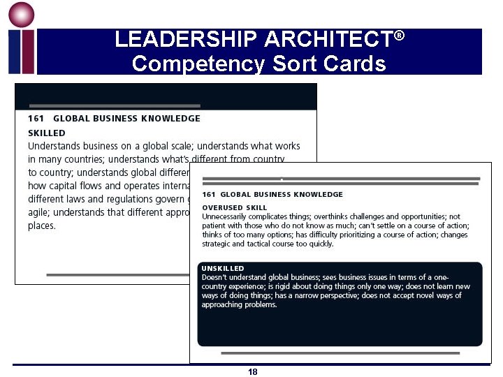 LEADERSHIP ARCHITECT® Competency Sort Cards 18 