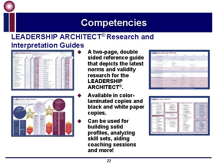 Competencies LEADERSHIP ARCHITECT® Research and Interpretation Guides u u u A two-page, double sided