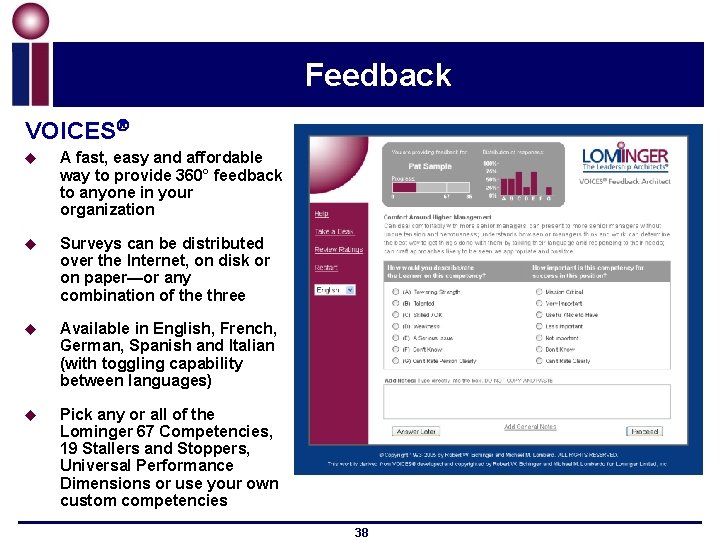 Feedback VOICES u A fast, easy and affordable way to provide 360° feedback to