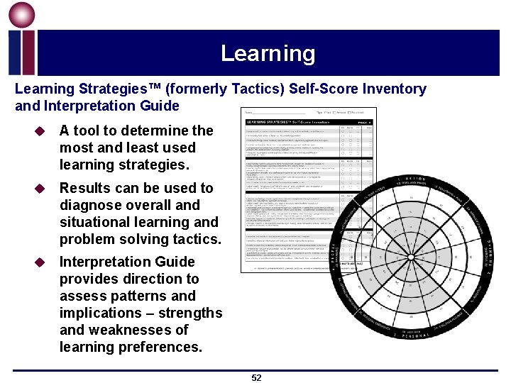 Learning Strategies™ (formerly Tactics) Self-Score Inventory and Interpretation Guide u A tool to determine