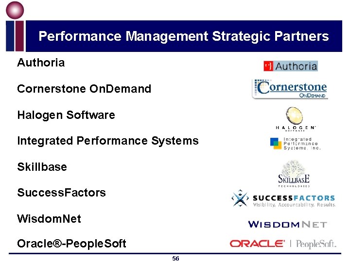 Performance Management Strategic Partners Authoria Cornerstone On. Demand Halogen Software Integrated Performance Systems Skillbase