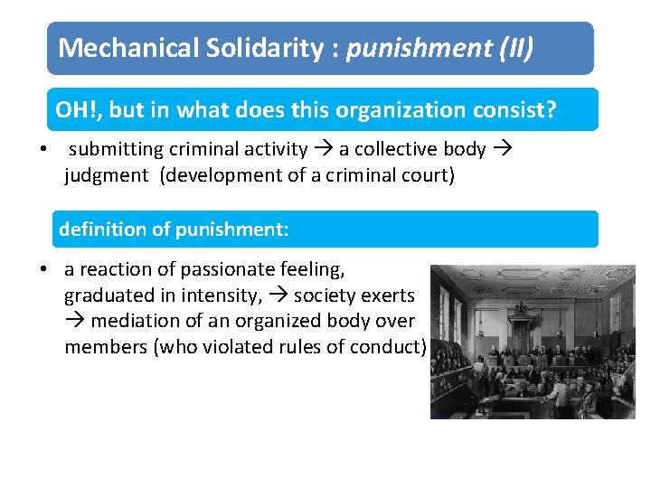 Mechanical Solidarity : punishment (II) OH!, but in what does this organization consist? •
