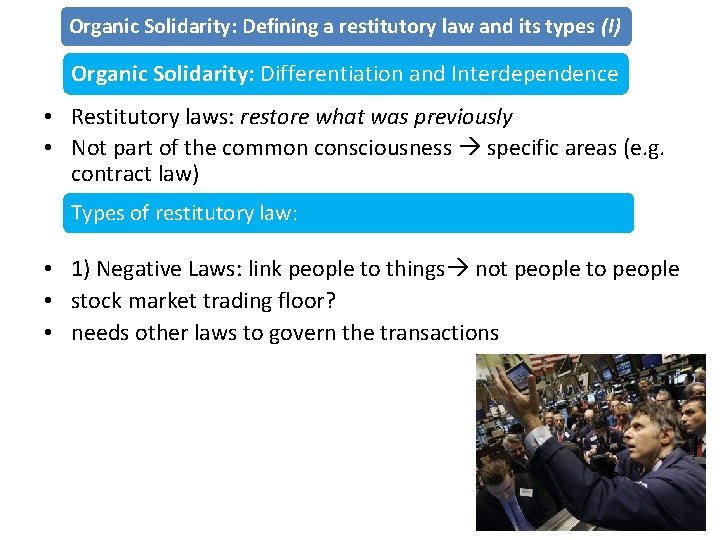 Organic Solidarity: Defining a restitutory law and its types (I) Organic Solidarity: Differentiation and